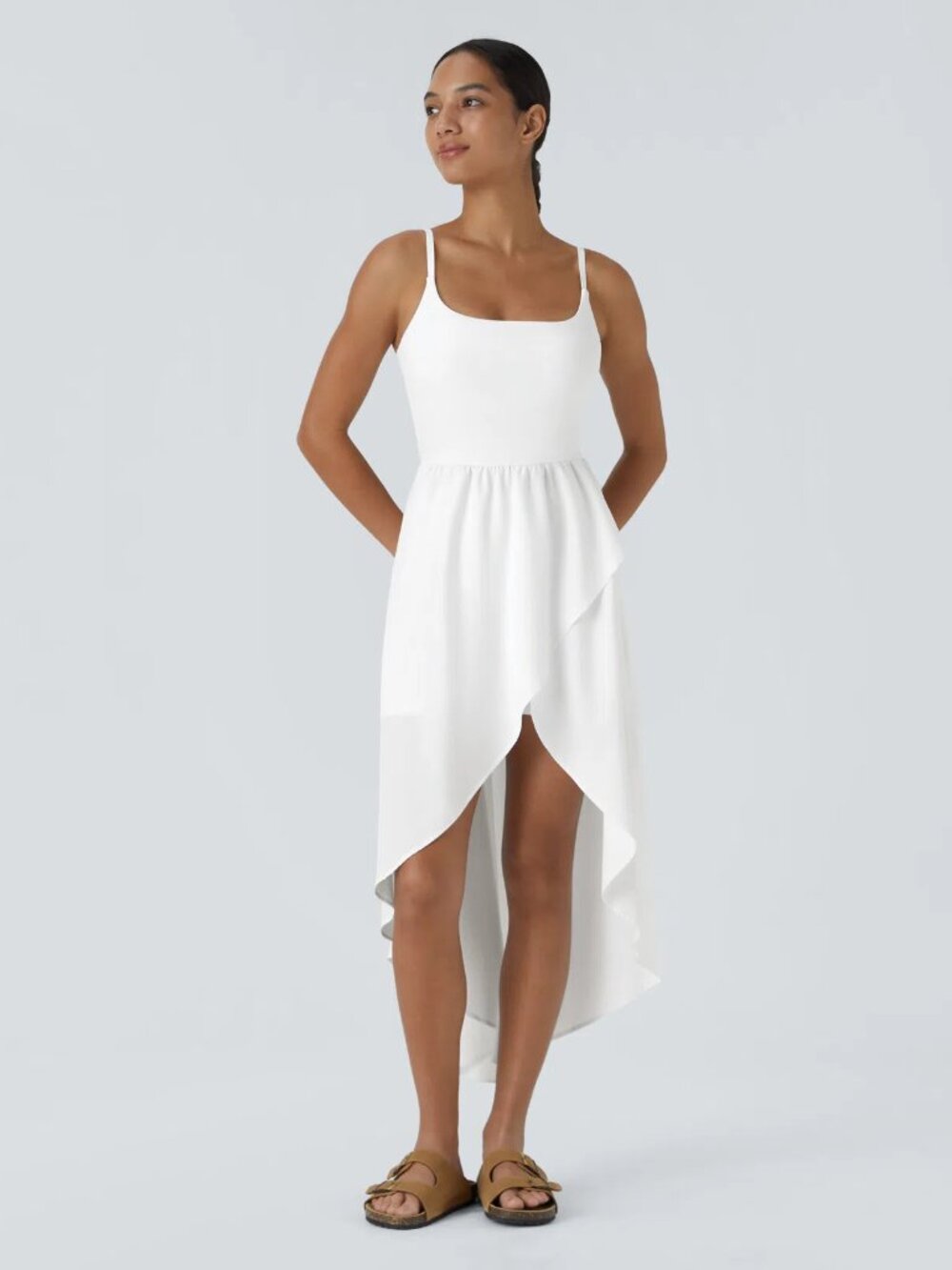 Halara XS Breezeful High Low 2-Piece Pocket Flowy Midi Dress 50% off Retail
